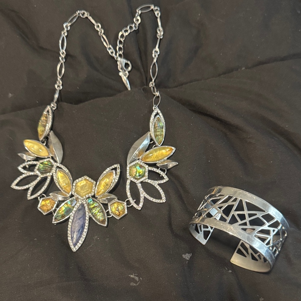 Chloe + Isabel Silver Necklace with Yellow and Green Crystals